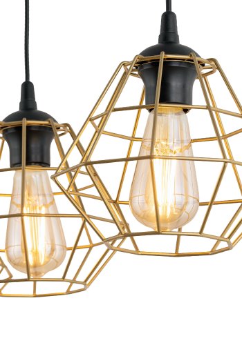 TK Diamant loftlampe, m. 3 skrme - guld stl