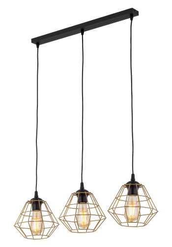 TK Diamant loftlampe, m. 3 skrme - guld stl