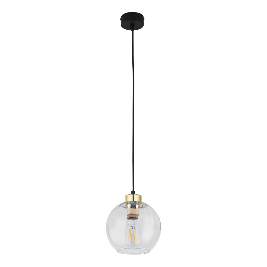 TK Devi loftlampe 180 - klar glas og sort metal