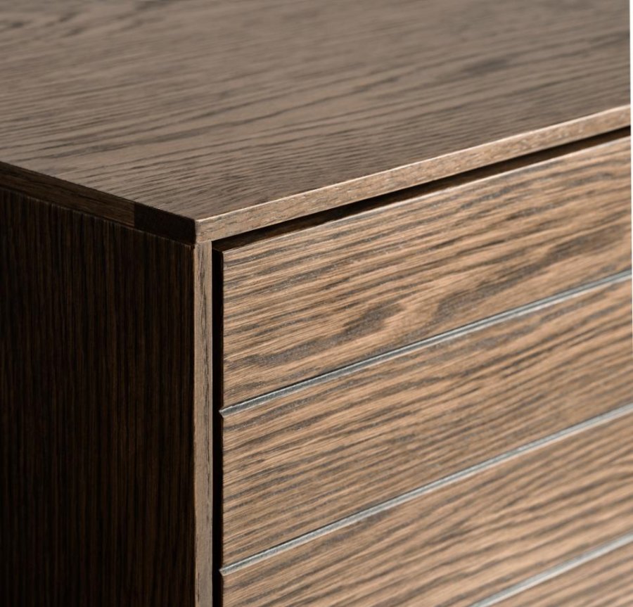 Modica skab, m. 2 lger og hylder - rgfarvet egefinér og sort metal