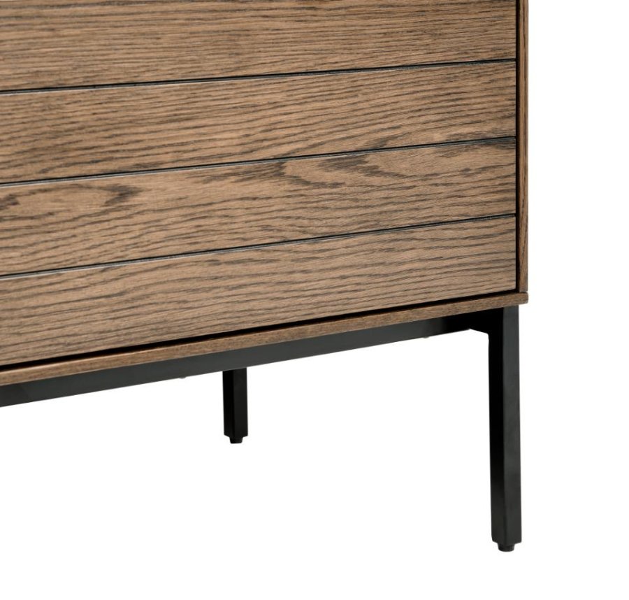 Modica skab, m. 2 lger og hylder - rgfarvet egefinér og sort metal