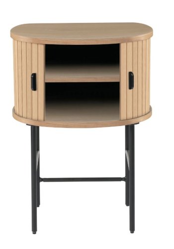 Nola natbord, m. 2 skydelger og 1 hylde - natur eg og sort metal (50x40)