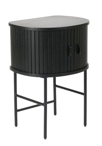Nola natbord, m. 2 skydelger og 1 hylde - sort eg og sort metal (50x40)