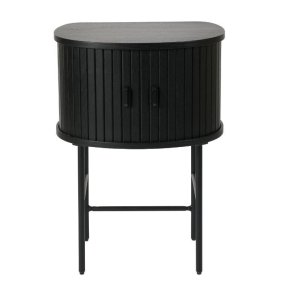 Nola natbord, m. 2 skydelger og 1 hylde - sort eg og sort metal (50x40)