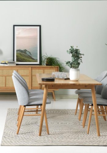 Barrali sknk, m. 2 skydelger og 1 skuffe - natur rattan og egetr