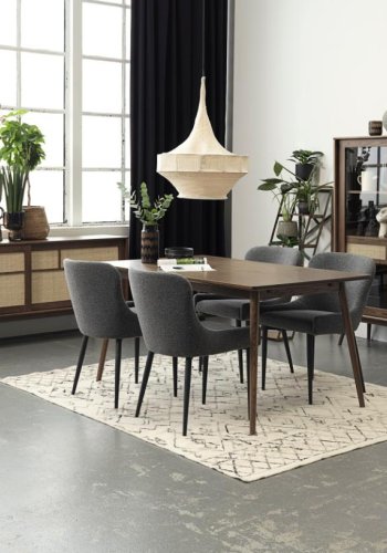 Barrali vitrineskab, m. 2 glaslger og 2 skuffer - rattan og rgfarvet egetr (H:160)