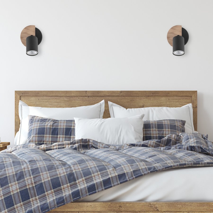 TK Cover loftlampe - valnddefarvet tr og sort stl