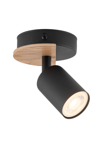 TK Cover loftlampe - valnddefarvet tr og sort stl