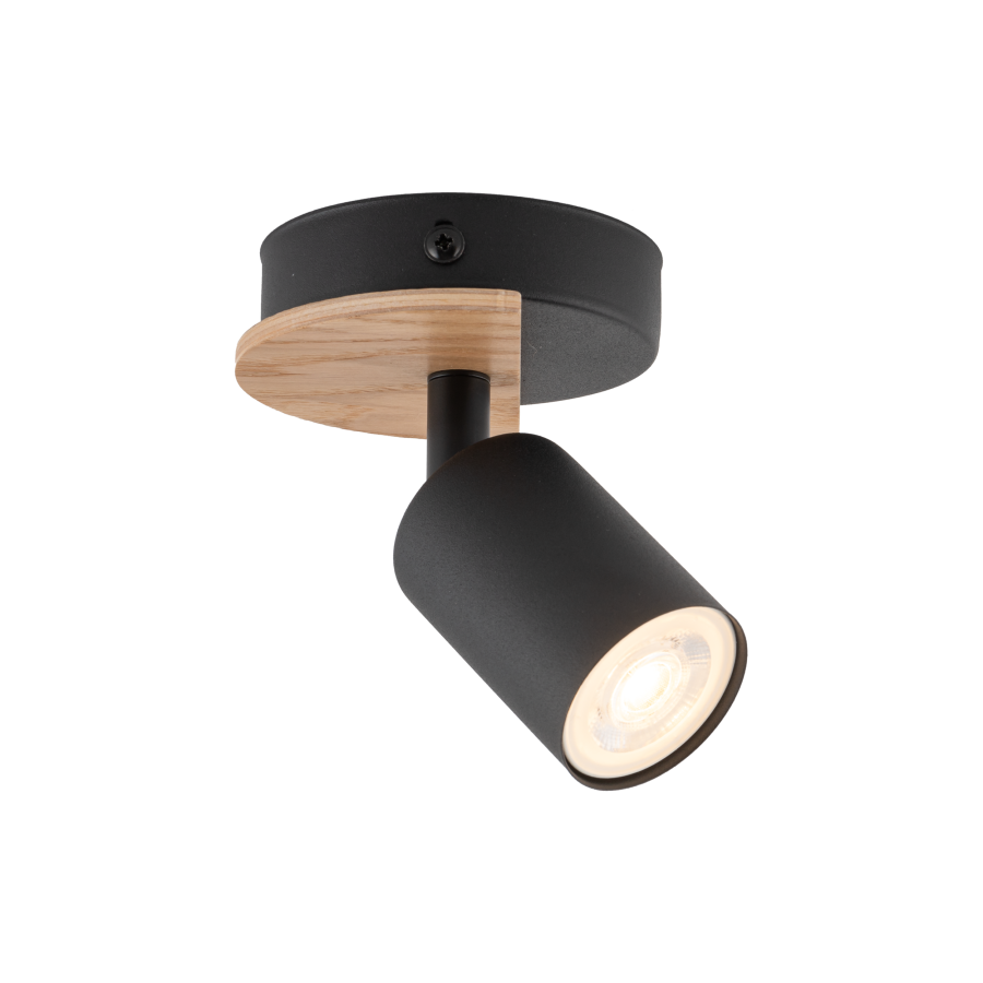 TK Cover loftlampe - valnddefarvet tr og sort stl