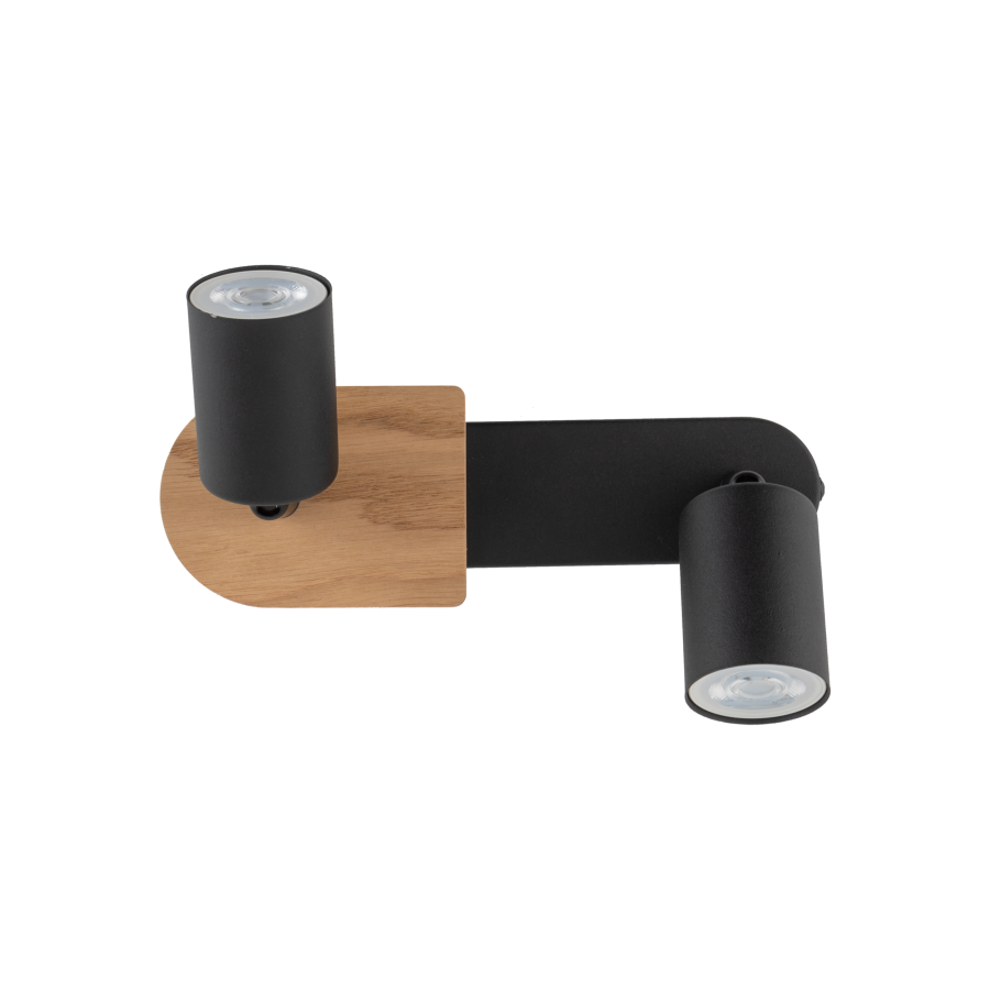 TK Cover loftlampe, m. 2 skrme - valnddefarvet tr og sort stl