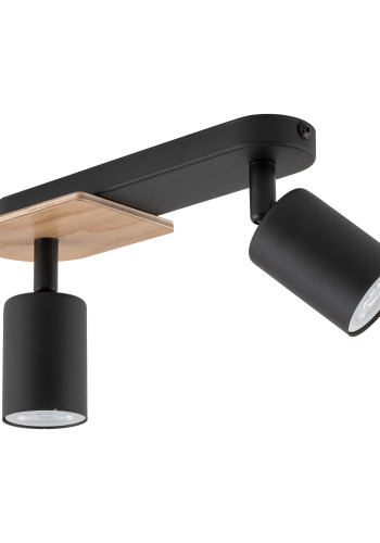 TK Cover loftlampe, m. 2 skrme - valnddefarvet tr og sort stl