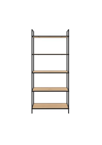 Altino reol, m. 5 hylder - natur vildeg melamin og sort metal (H:156)