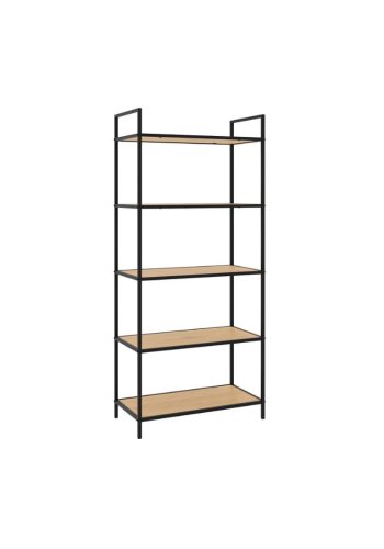 Altino reol, m. 5 hylder - natur vildeg melamin og sort metal (H:156)