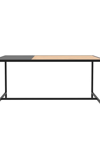 Altino sofabord, rektangulr - natur villdeg melamin og sort metal (60x100)