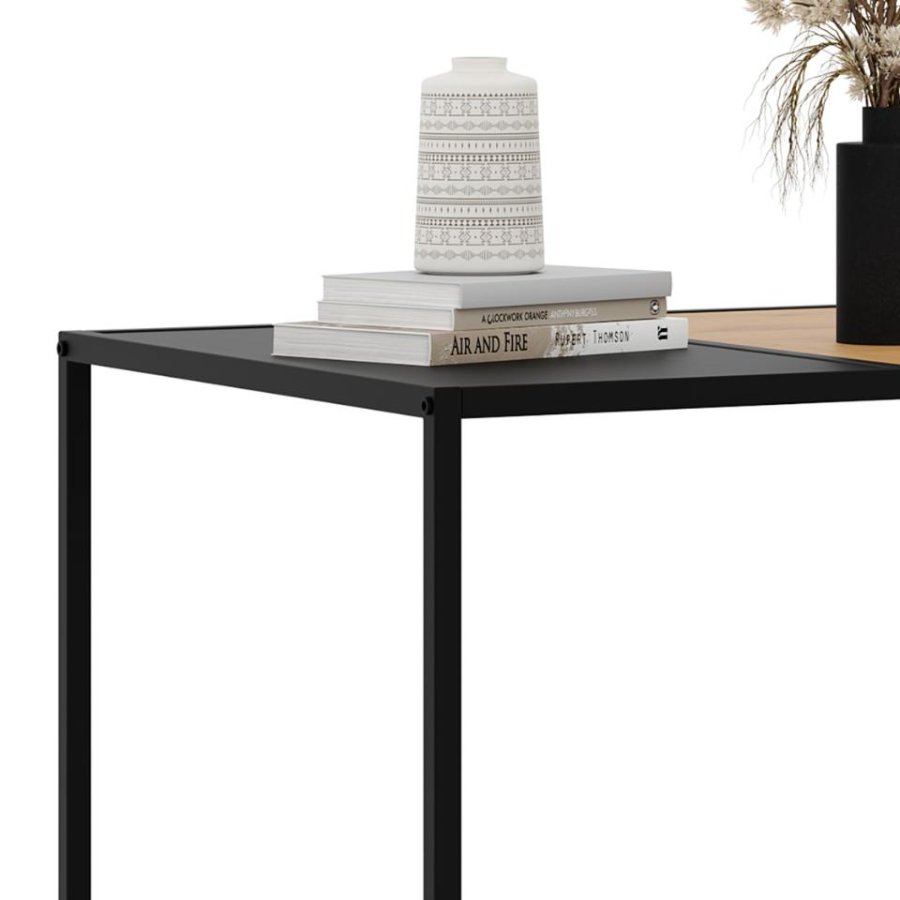 Altino sofabord, rektangulr - natur villdeg melamin og sort metal (60x100)