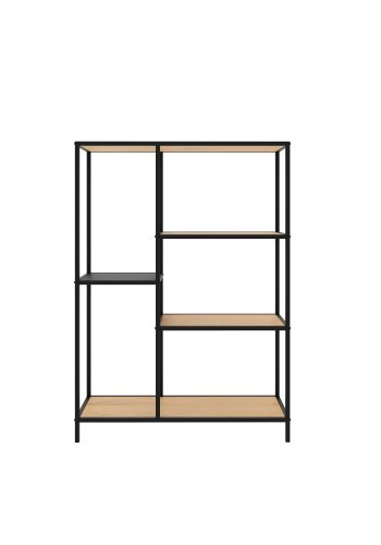 Altino reol, m. 3 hylder - natur vildeg melamin og sort metal (H:112)