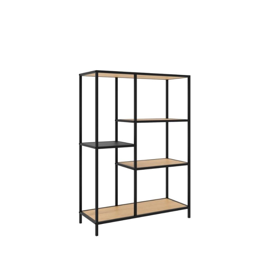 Altino reol, m. 3 hylder - natur vildeg melamin og sort metal (H:112)