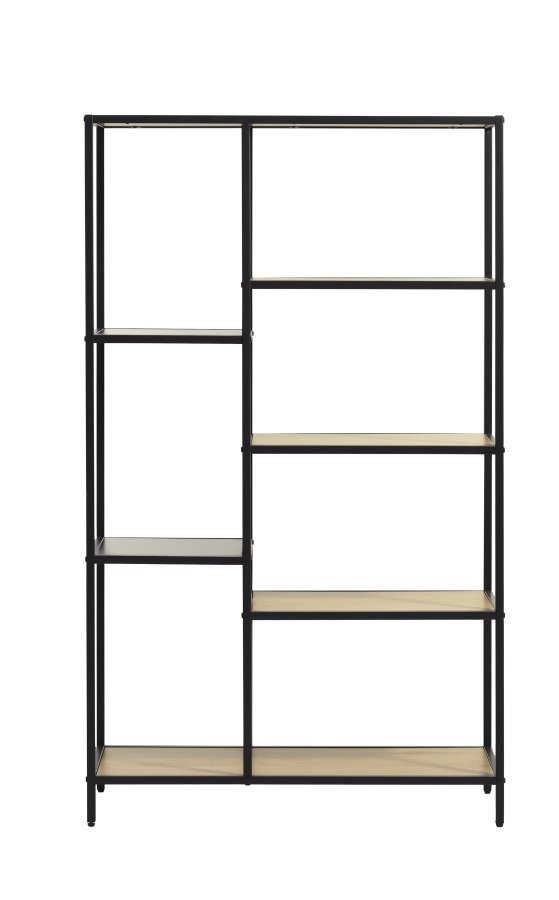 Altino reol, m. 5 hylder - natur vildeg melamin og sort metal (H:146)