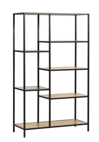 Altino reol, m. 5 hylder - natur vildeg melamin og sort metal (H:146)