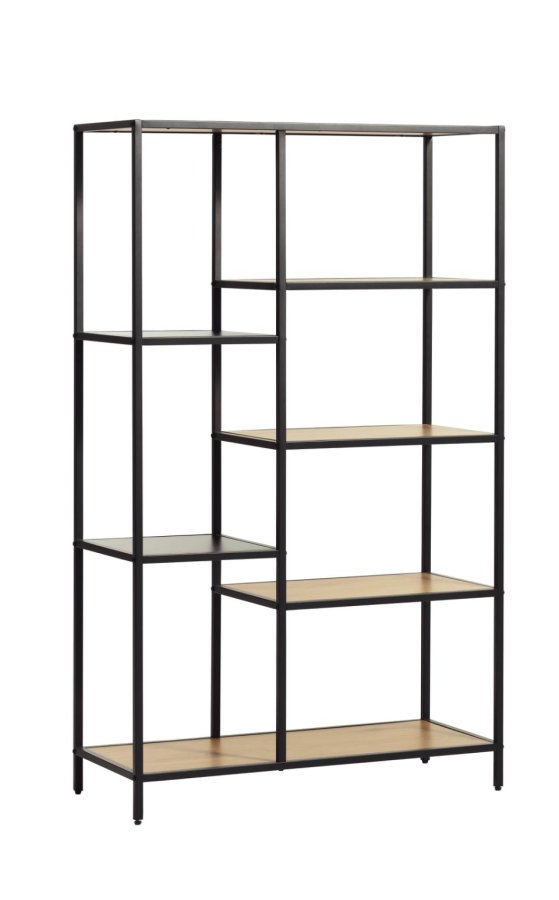 Altino reol, m. 5 hylder - natur vildeg melamin og sort metal (H:146)