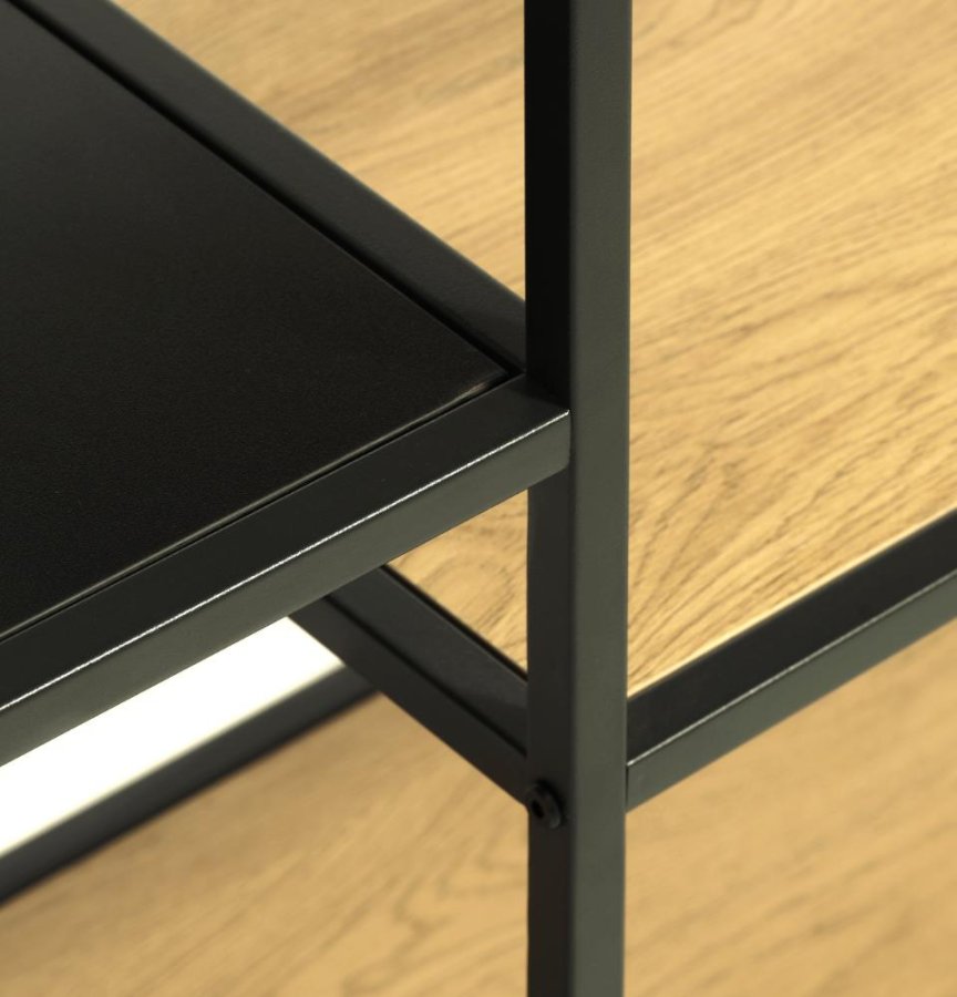 Altino reol, m. 5 hylder - natur vildeg melamin og sort metal (H:146)