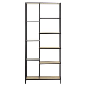 Altino reol, m. 5 hylder - natur vildeg melamin og sort metal (H:180)