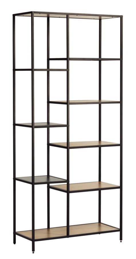 Altino reol, m. 5 hylder - natur vildeg melamin og sort metal (H:180)