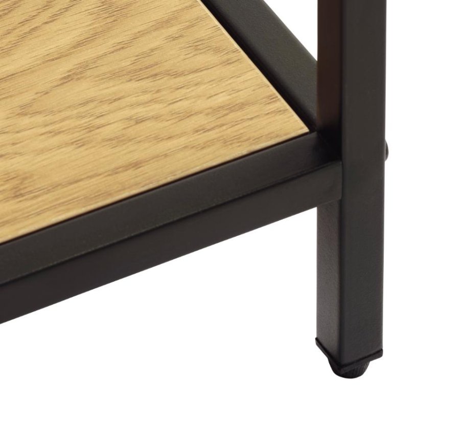 Altino reol, m. 5 hylder - natur vildeg melamin og sort metal (H:180)