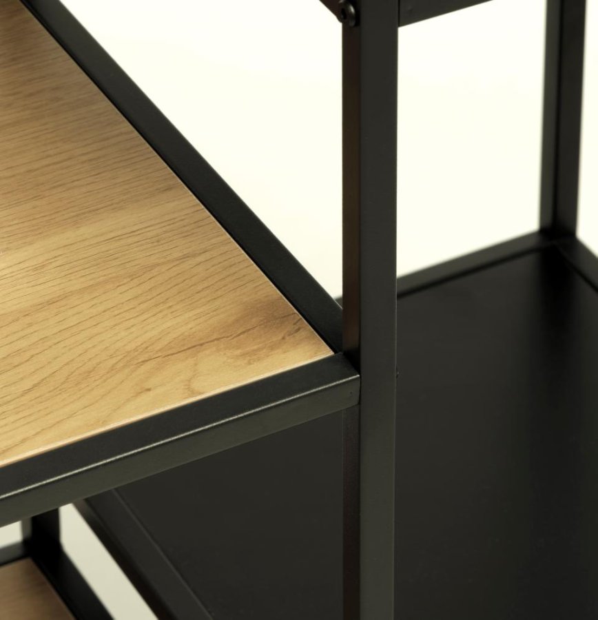 Altino reol, m. 5 hylder - natur vildeg melamin og sort metal (H:180)