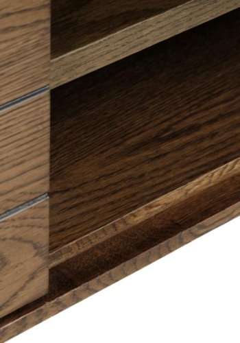 Modica TV-bord, m. 1 lge og 1 hylde - rgfarvet egefinér og sort metal (120x40)