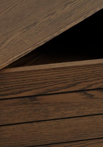 Modica TV-bord, m. 1 lge og 1 hylde - rgfarvet egefinér og sort metal (120x40)