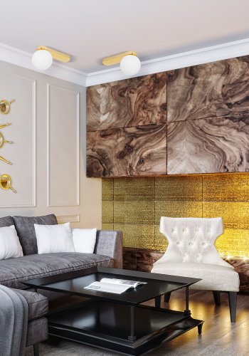 TK Bianca loftlampe - hvid glas og guld stl