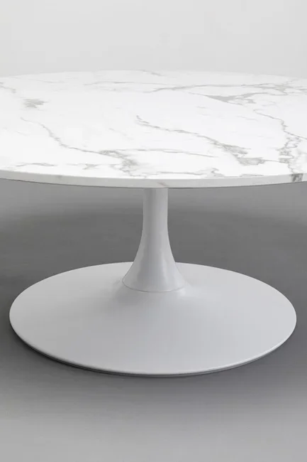 KARE DESIGN Schickeria sofabord, rund - hvid marmorlook laminat og hvid stl (110)