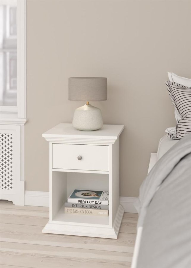 TVILUM North Sengebord med 1 skuffe, Hvid, 47,8 x 43,3 x 63,4 cm