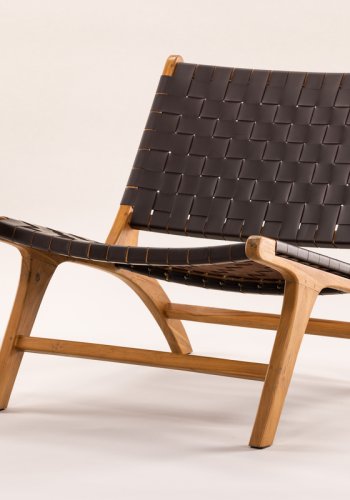 VIND COLLECTION Rike lnestol - brun PU og natur teaktr