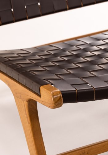 VIND COLLECTION Rike lnestol - brun PU og natur teaktr