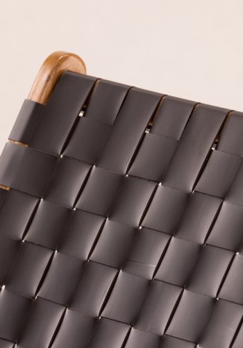 VIND COLLECTION Rike lnestol - brun PU og natur teaktr