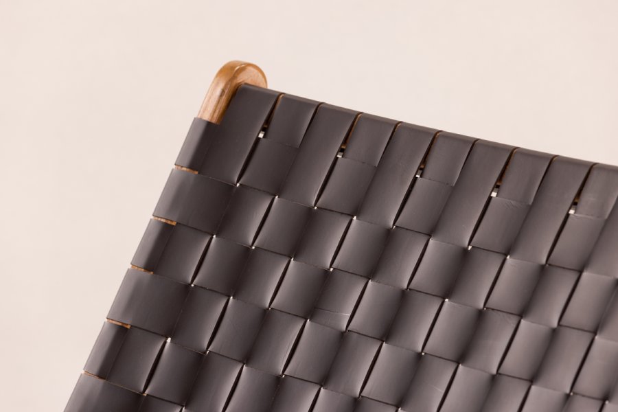 VIND COLLECTION Rike lnestol - brun PU og natur teaktr