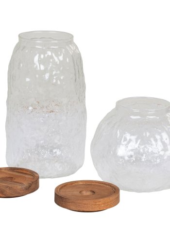 HOUSE NORDIC Opbevaringsglas, glas/acacia, st af 2