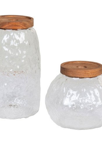 HOUSE NORDIC Opbevaringsglas, glas/acacia, st af 2