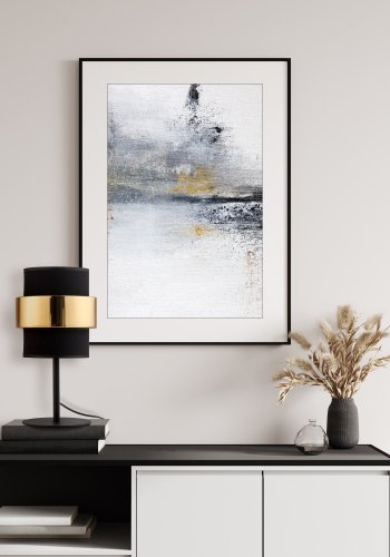 TK Calisto bordlampe, m. 3 skrme - sort stof og guld stl