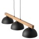 TK Oslo loftlampe, m. 3 skrme - sort metal og tr