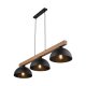 TK Oslo loftlampe, m. 3 skrme - sort metal og tr