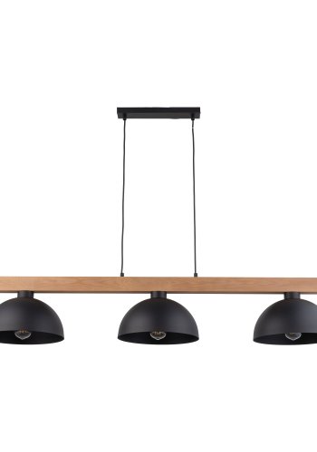 TK Oslo loftlampe, m. 3 skrme - sort metal og tr