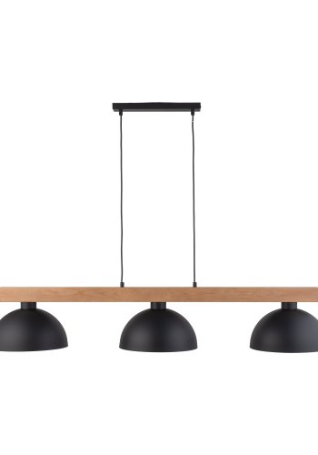 TK Oslo loftlampe, m. 3 skrme - sort metal og tr
