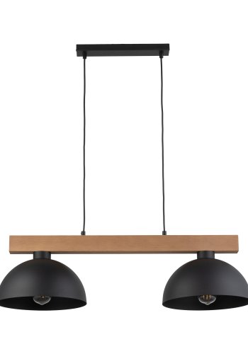 TK Oslo loftlampe, m. 2 skrme - sort metal og tr