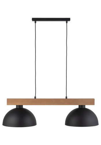 TK Oslo loftlampe, m. 2 skrme - sort metal og tr
