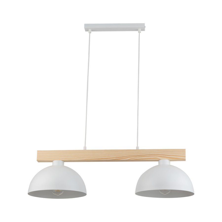 TK Oslo loftlampe, m. 2 skrme - hvid metal og tr