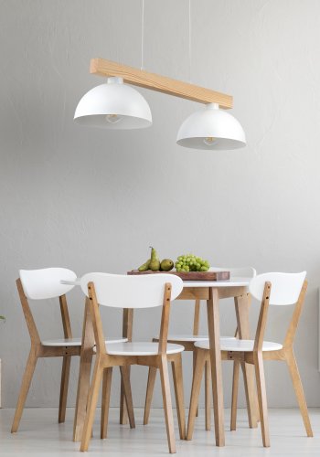 TK Oslo loftlampe, m. 2 skrme - hvid metal og tr