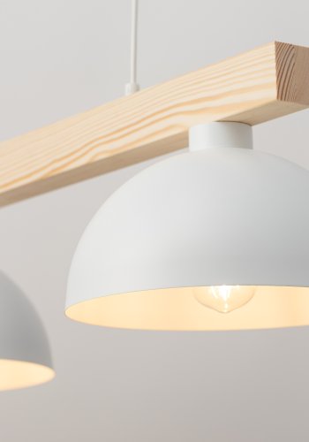 TK Oslo loftlampe, m. 2 skrme - hvid metal og tr